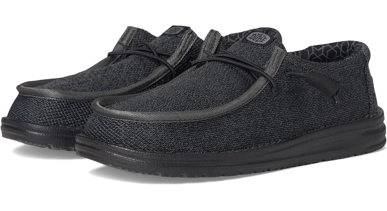 Hey Dude Wally Sox Micro Total Black Men’s Slip On Loafer Shoes