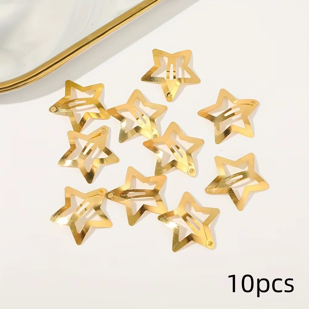 2-100Pcs Star Hair Clips for Girls Filigree Star Metal Snap Clip Hairpins Barret