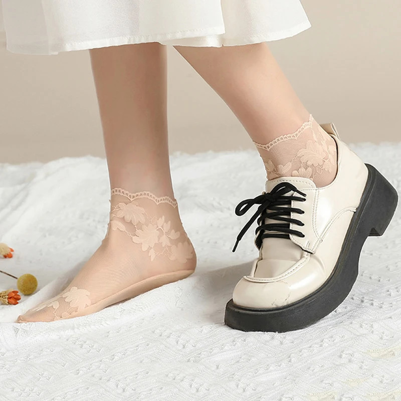 Socks women’s Lace Transparent Lolita Invisible Summer Thin Short Ankle 5pcs/lot