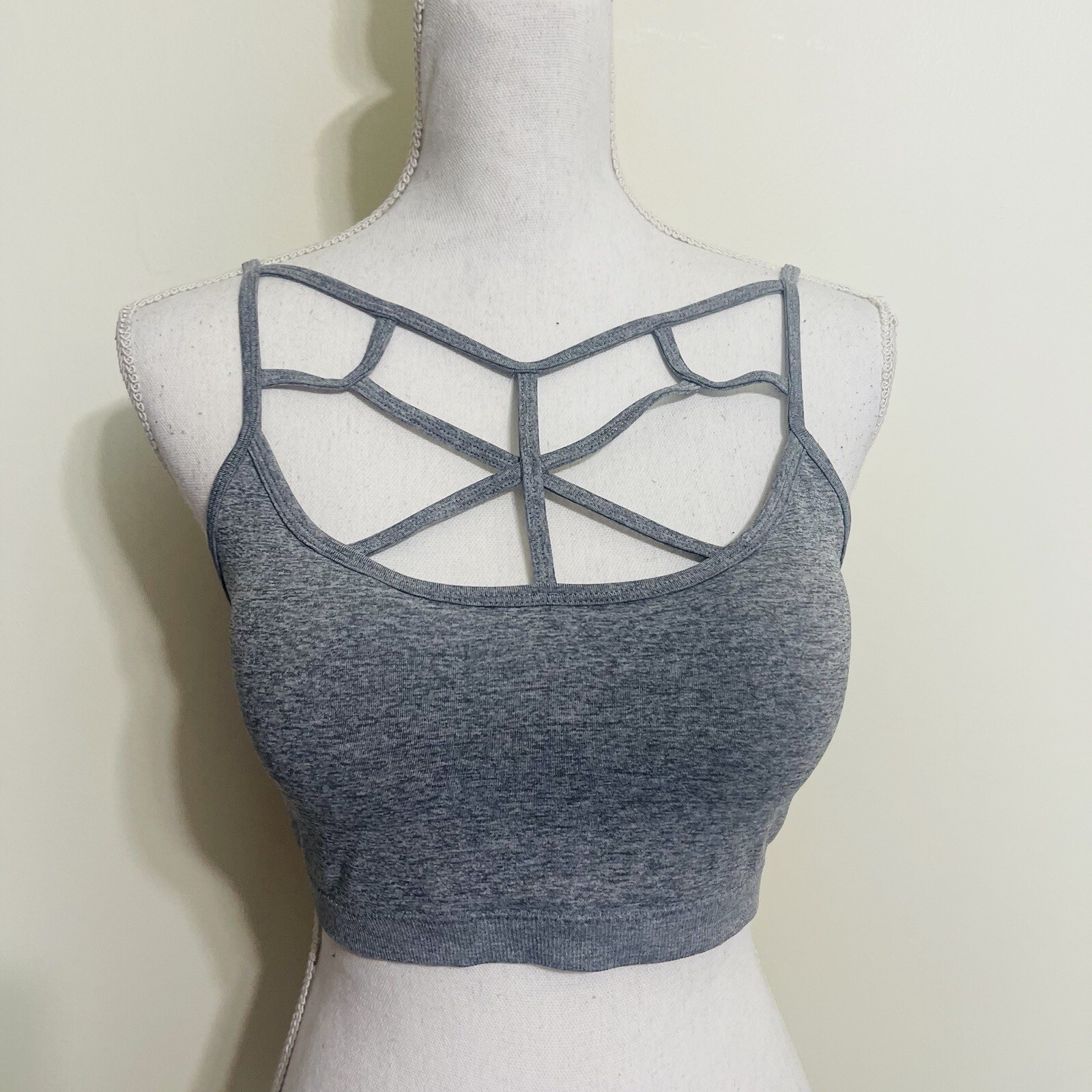 2-pk Zenana Women’s Cage Front Bralette Sports Bra Adjustable Strap PADDED, L/XL