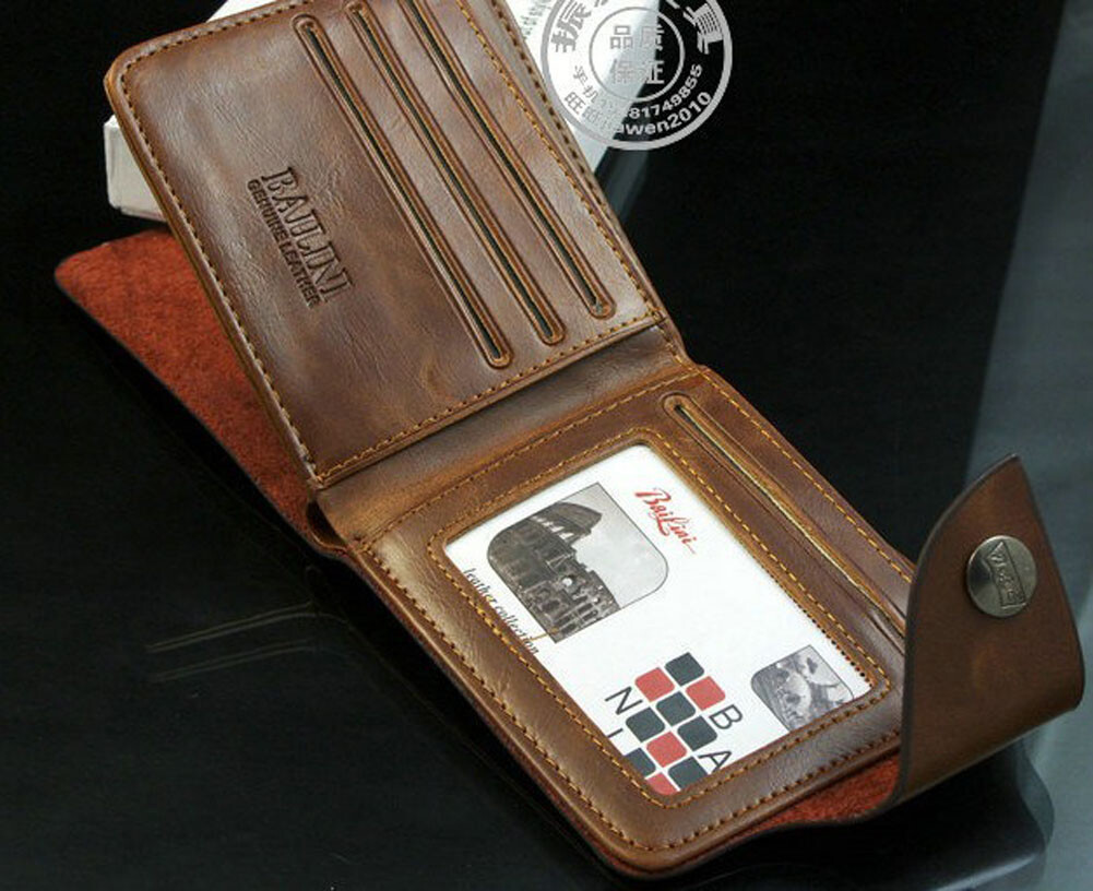 Men’s Leather Short Hasp Bifold Wallet Credit ID Card Holder Coin Pocket Bag