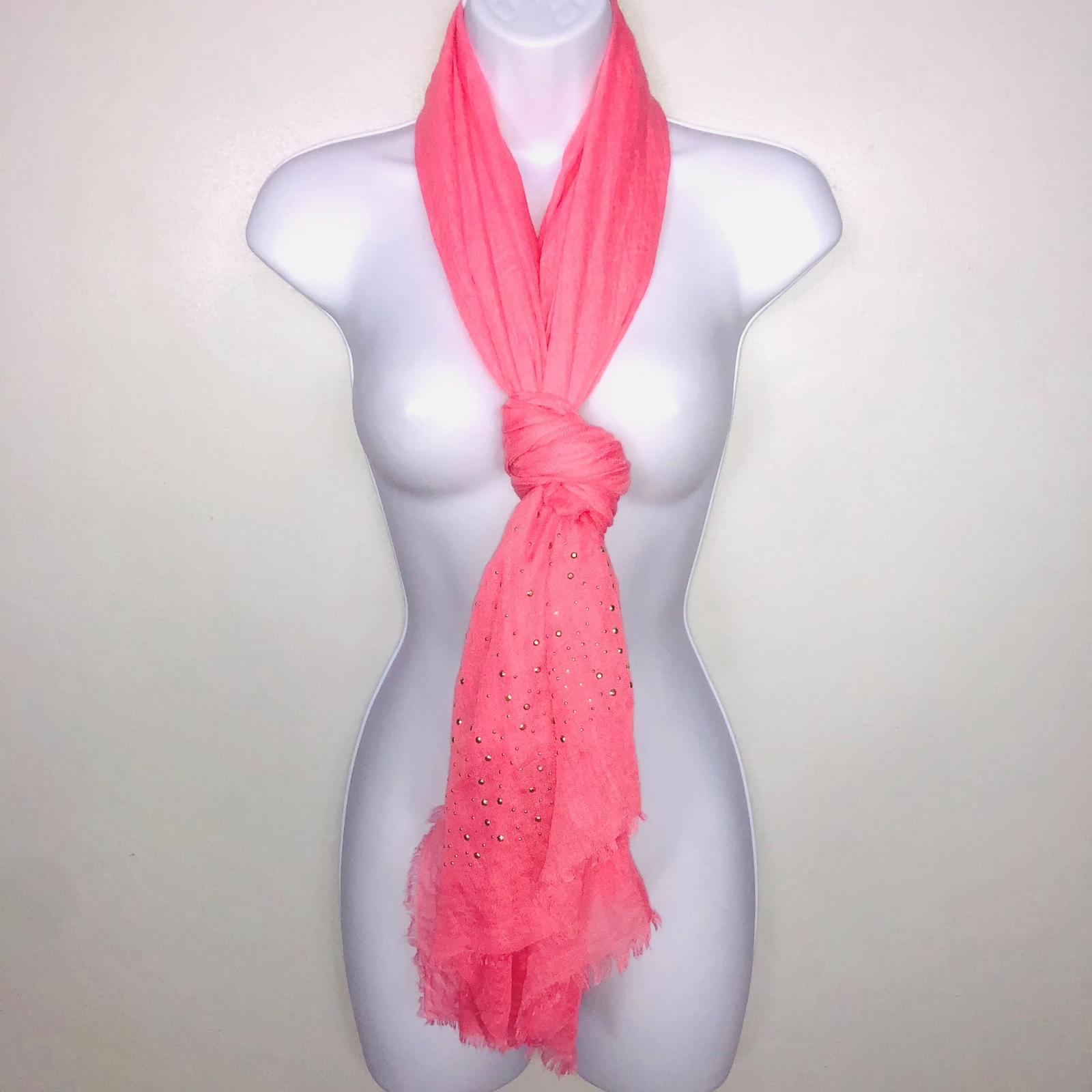 2 Chic Women Scarf Oversized Pink Silver Studded Multifunctional Y2K Revival NEW