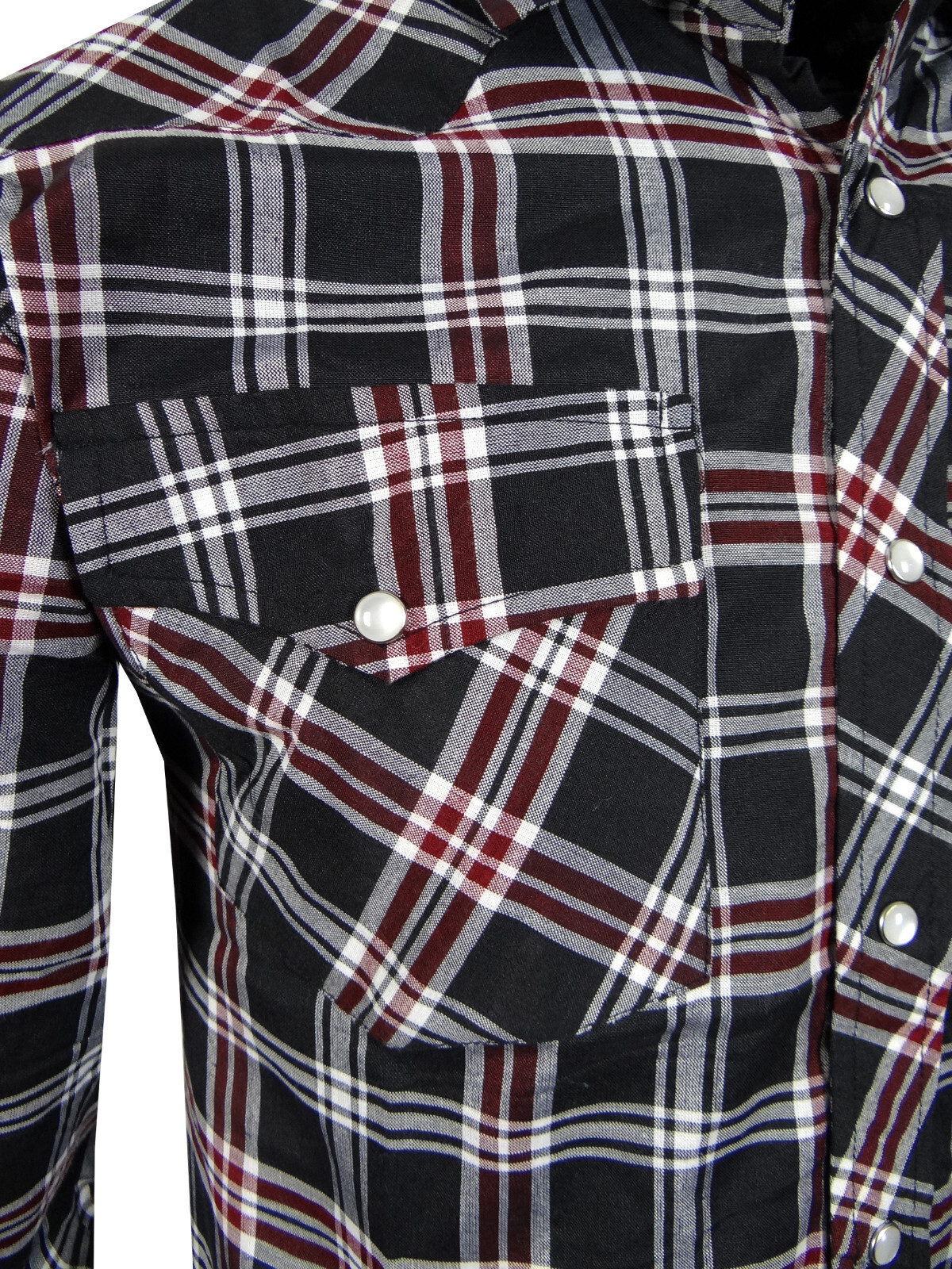 Plaid Western Shirt Mens Triple Snap Cuff Flap Pockets TRUE FIT Country Casual d