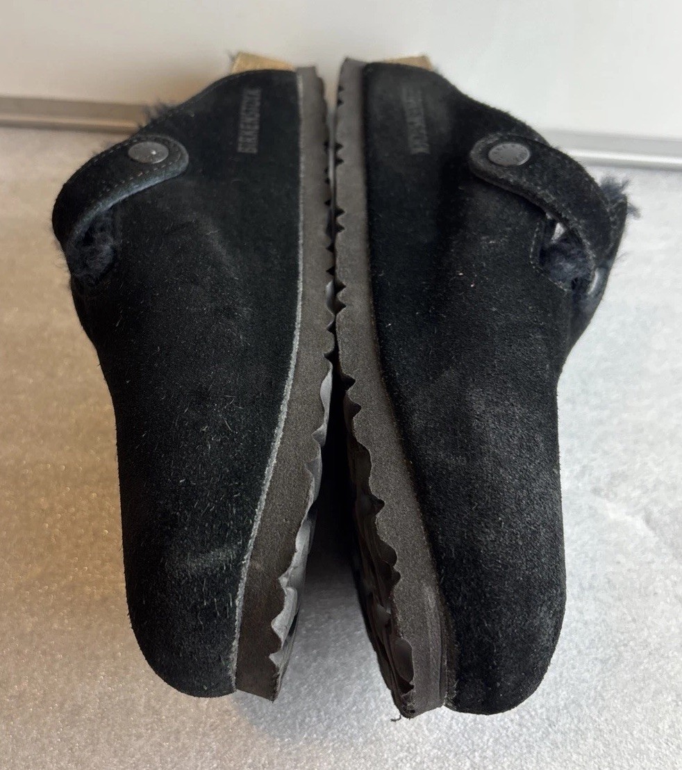 Birkenstock Suede Boston Black Shearling Size 39 US W -8-M-6 Clogs Slides
