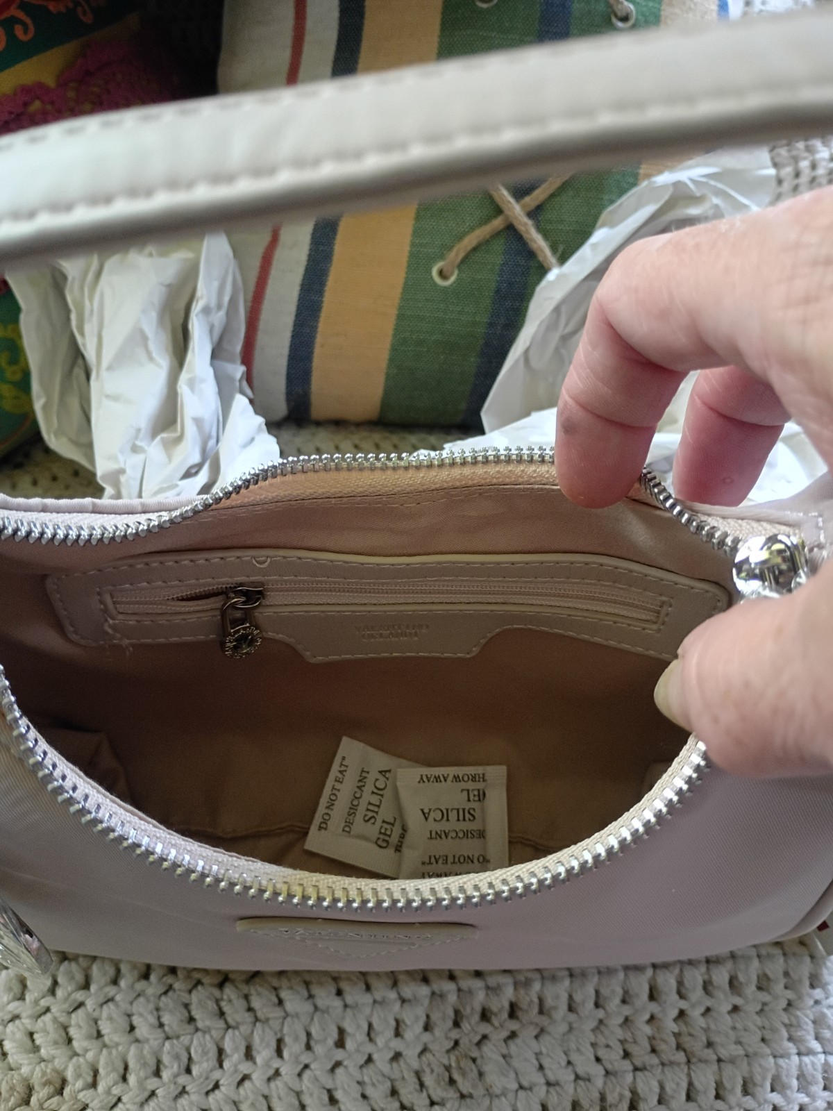 Valentino Orlandi Crescent “Mia” Handbag Light Grey Small NWT Authentic!