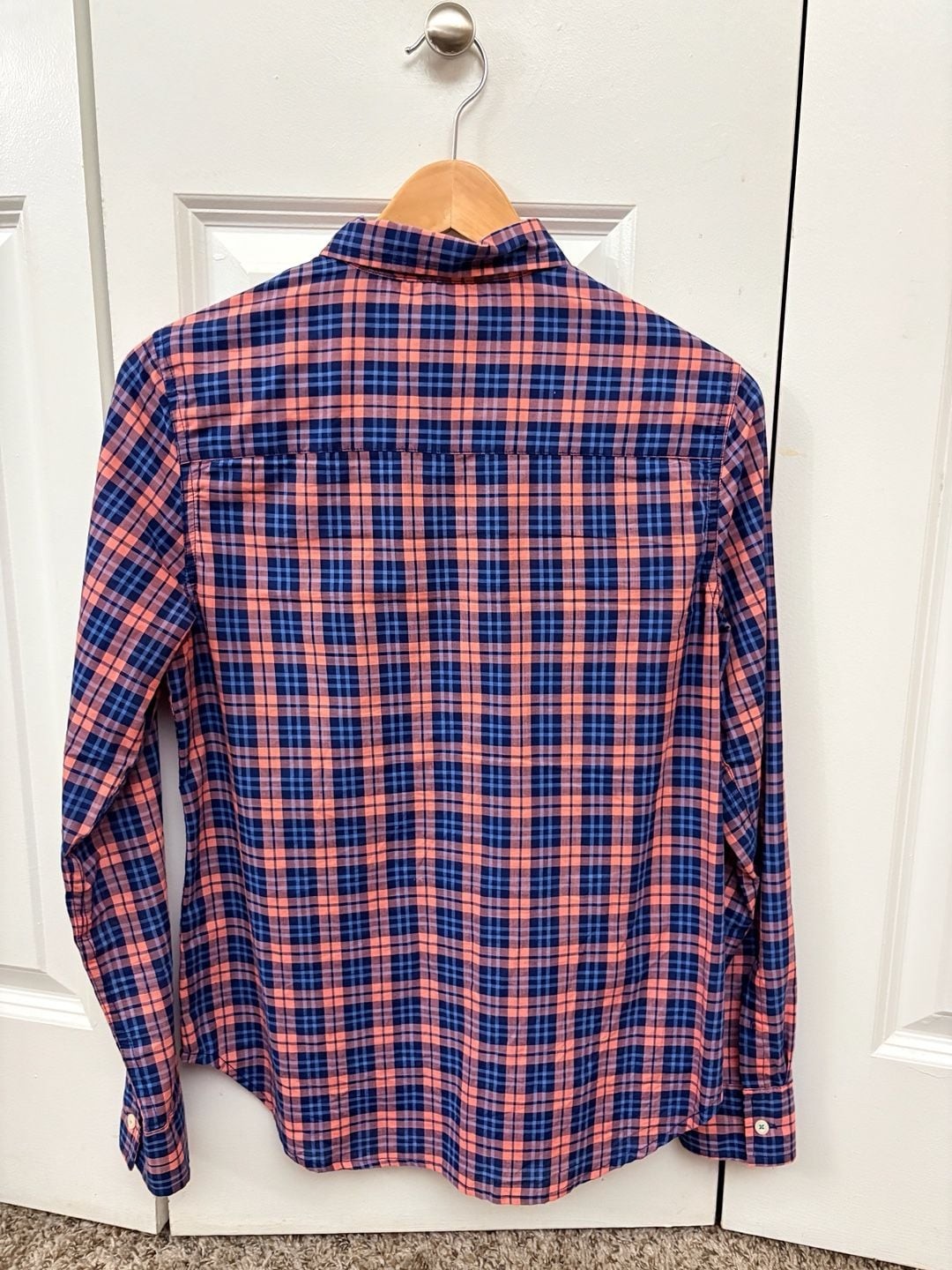US Polo Association Botton Down Blue + Pink Plaid | Small Womens