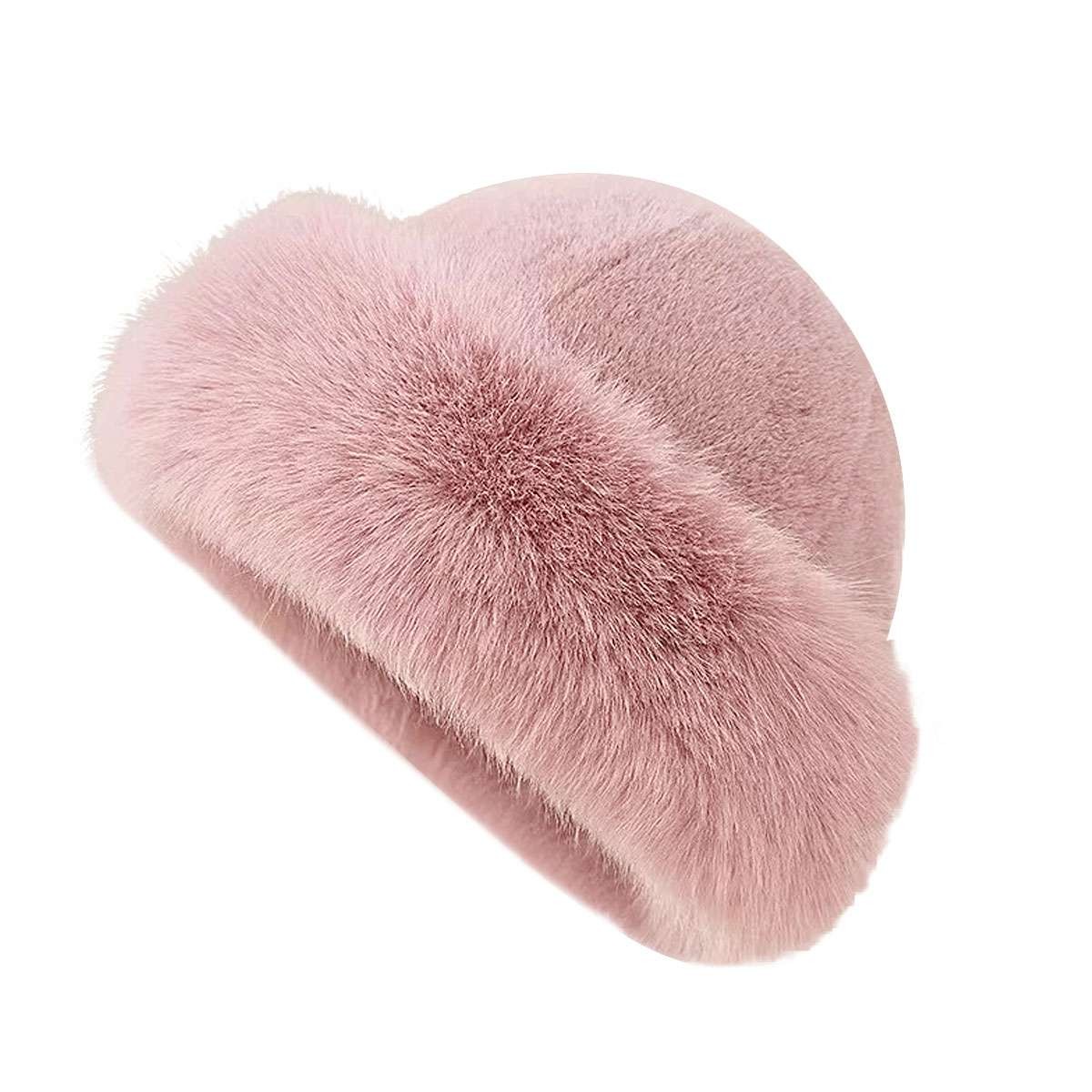 Winter Faux Fur Mongolian Hats For Women Warm Plush Fluffy Cap Outdoor Thicken