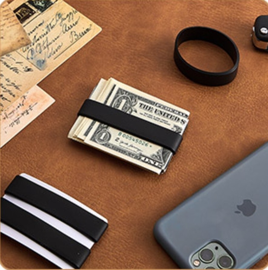 Set of 2 Wallet Band Money Bands Silicone Elastic Cash Credit Cards Holder M10