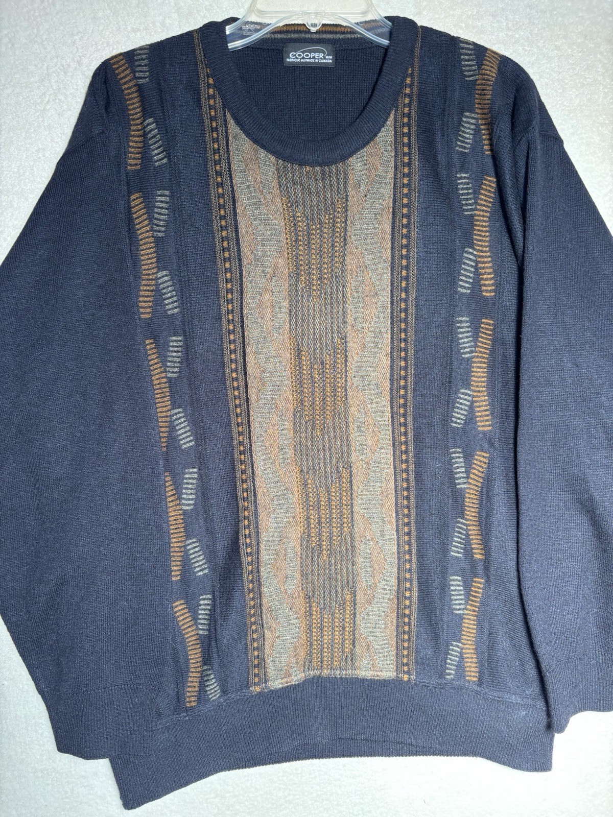 Vintage Cooper Pullover Crewneck Sweater Sz Med Blue Canada 30% Wool 45”chest