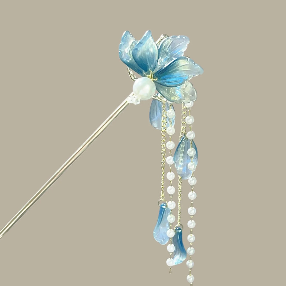 1 pc Women’s Tassel Hair Stick Black Beads Fringe Hanfu Hairpin