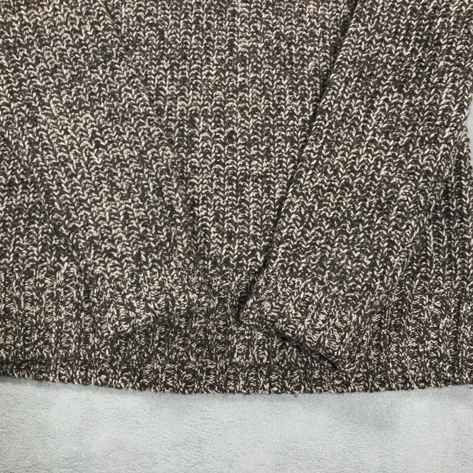 LL Bean Signature Shawl Collar Sweater Marled Brown LambsWool Mens M Fisherman