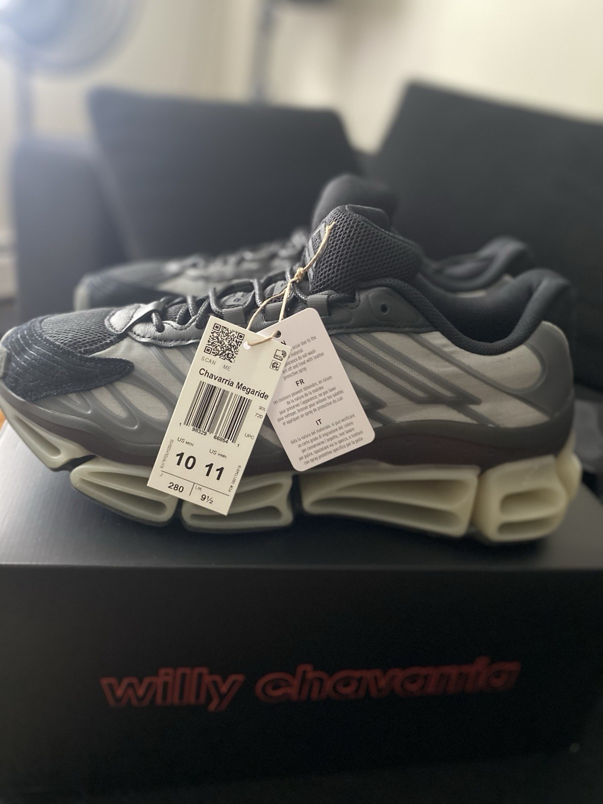 Adidas x Willy Chavarria Megaride Core Black Putty Grey SIZE 10
