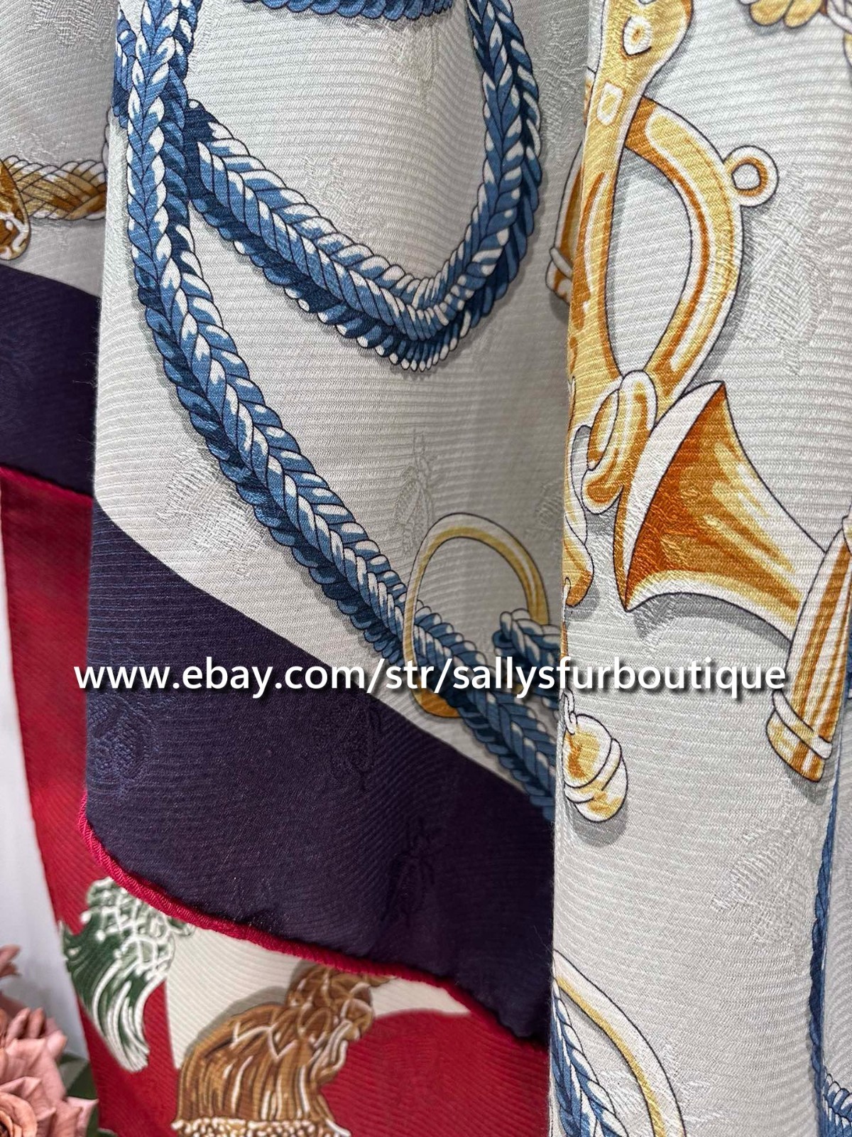 Quality Cashmere & Silk Jacquard Horse Print Double Face Shawl Scarf 53″