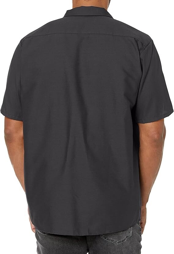 Red Kap Men’s Industrial Work Shirt, Regular Fit, Short Sleeve, Black