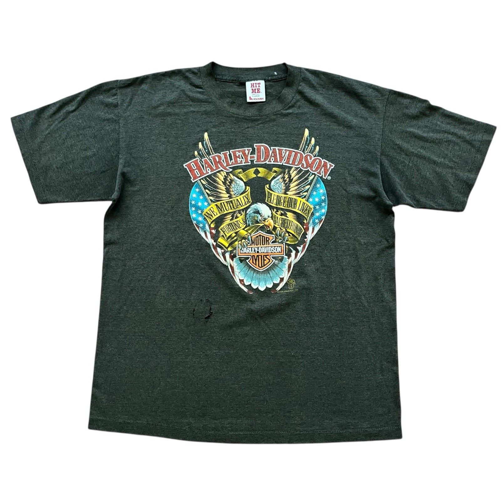 Vintage 1988 Harley-Davidson HOLOUBEK T-shirt We Mutually Pledge XL Faded W Wear