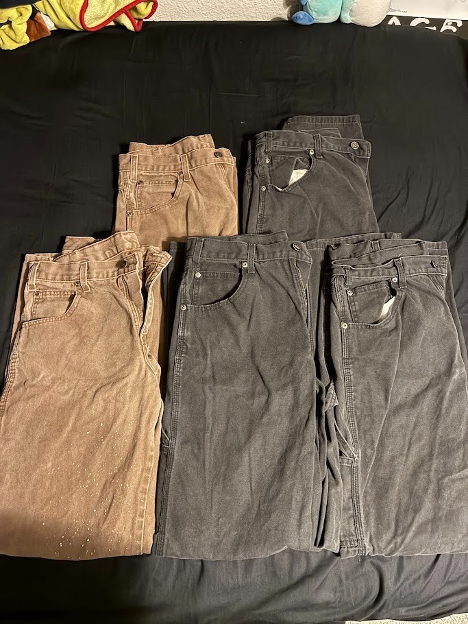 Dickies Carpenter Jeans Size 32×34 Lot of 5 (Black and Brown) Work Pants