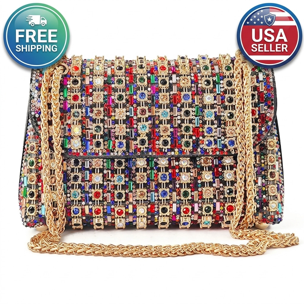 Sparkly Evening Bag Rhinestone Clutch Purse Womens Wedding Party Cocktail Handba