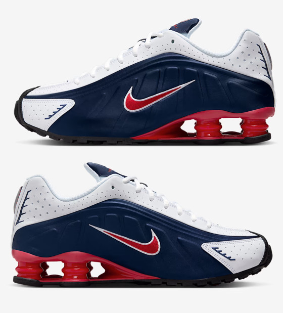 Nike Shox R4 USA HQ1988-400 Midnight Navy White Red Men’s Size
