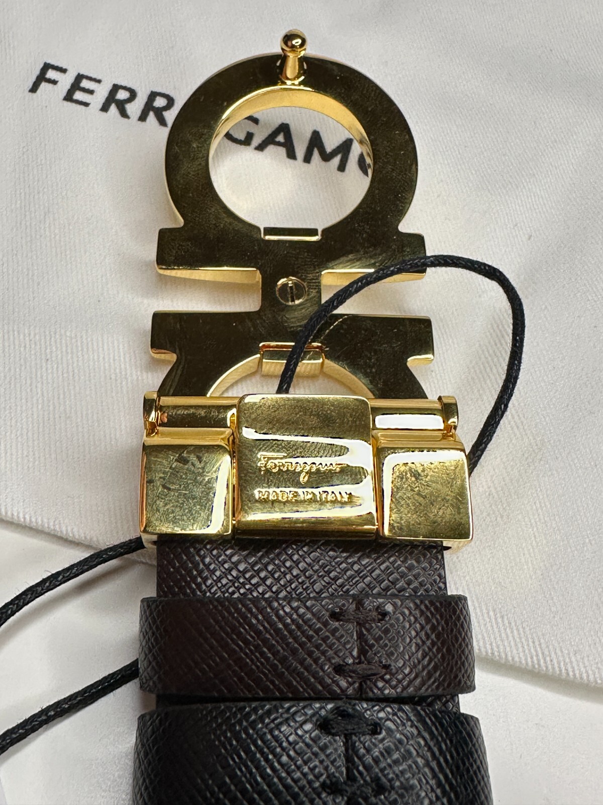 Gold BUCKLE SALVATORE FERRAGAMO BLACK AND BROWN REVERSE BELT