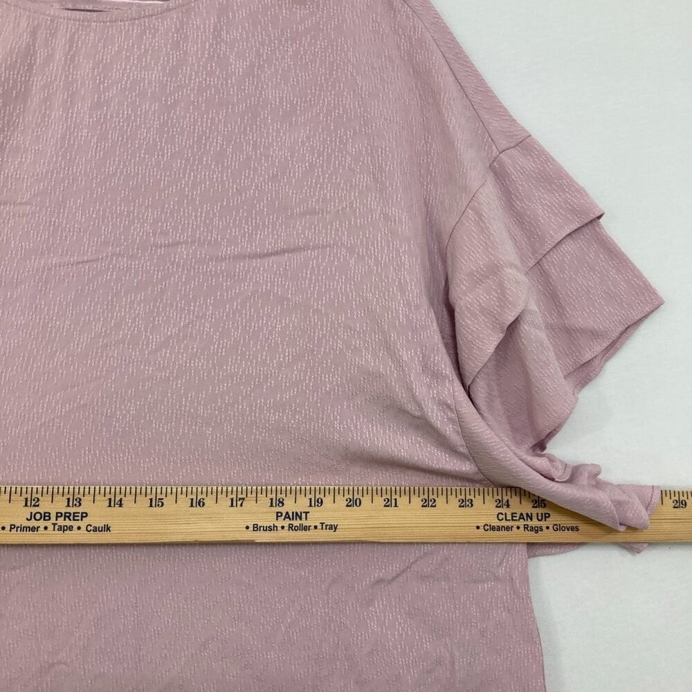 Chico’s size 16/18 Light Purple Ruffle Layered Sleeve Soft Rayon Feminine Blouse