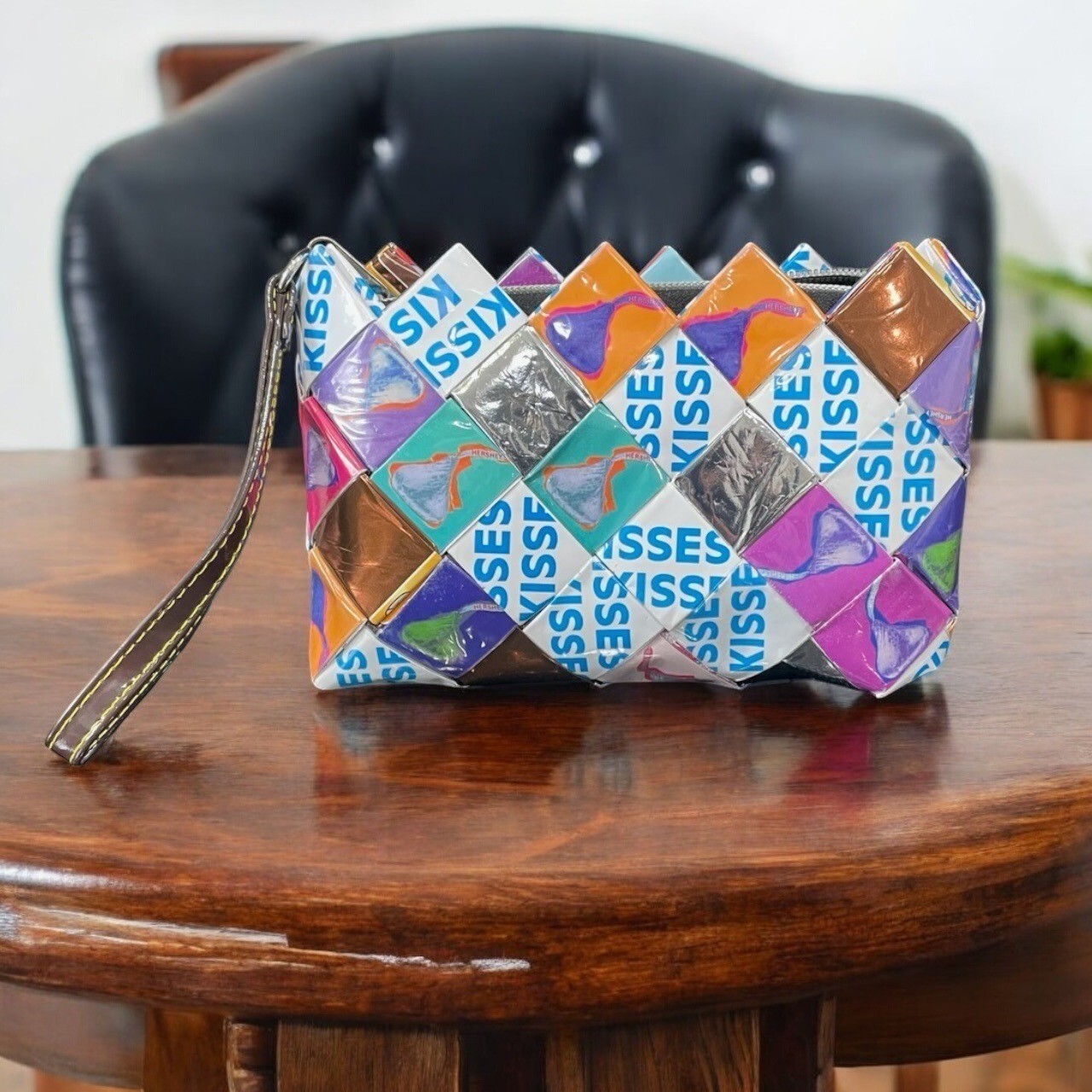 Hersheys Kisses Wrapper Wristlet Eco Friendly Pop Art Clutch Festival Artisan
