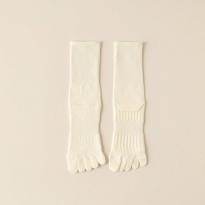 Women Crew Ankle Five Finger Toe Solid Casual Mesh Color Cotton 5-9 Socks 5Pairs