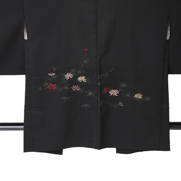 flower Synthetic fiber Haori Black Painting Haori polyester black Women