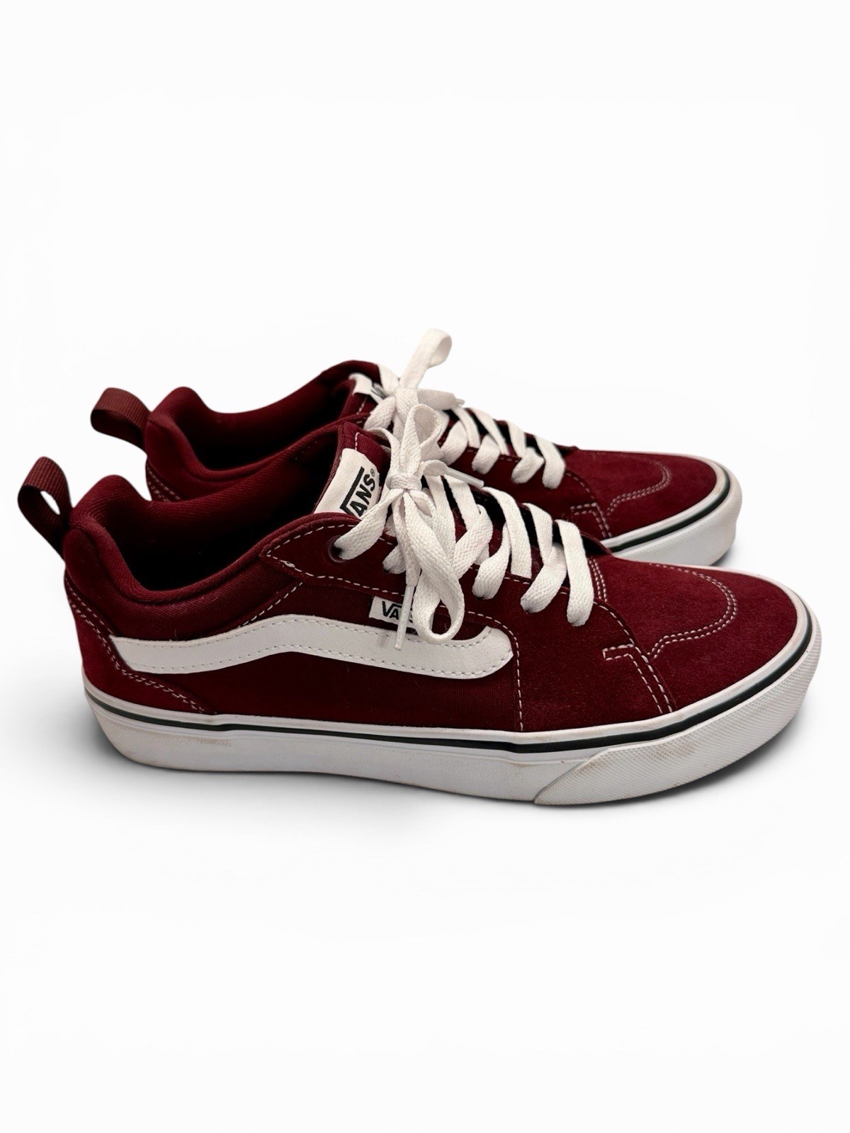 VANS Old Skool Red/White Suede Low Top Lace-Up Skate Sneakers Waffle Sole