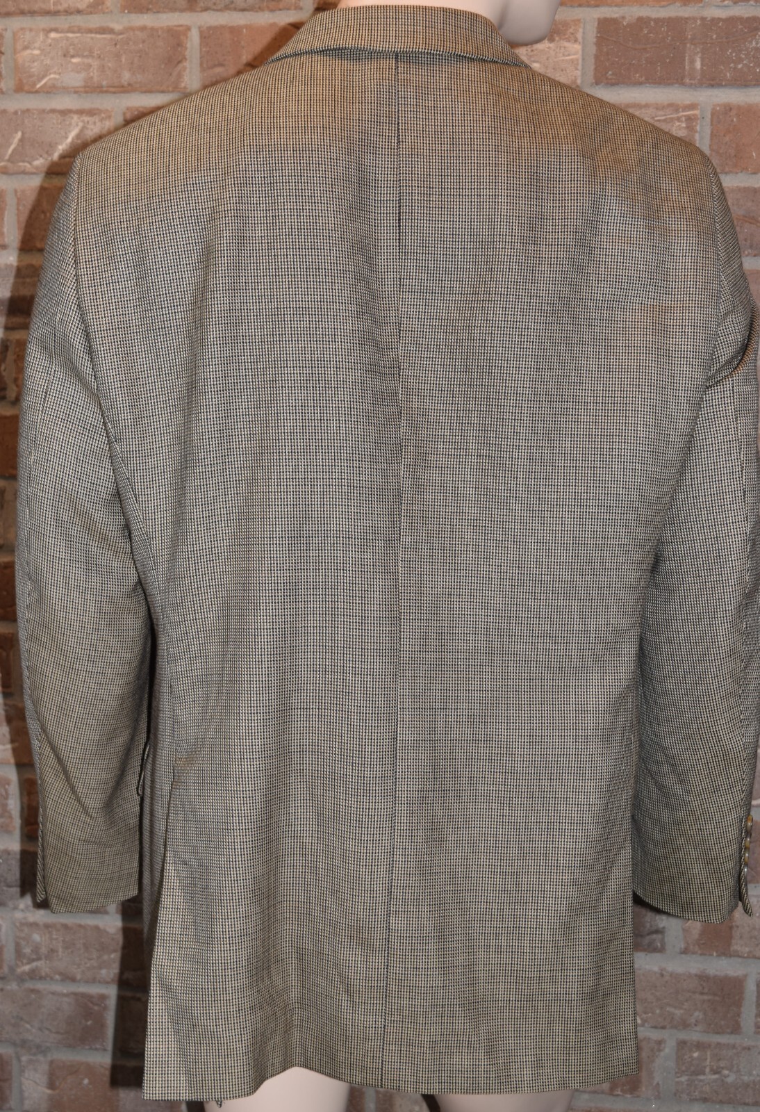 T Harris Blazer Mens 42R Regular Houndstooth 3 Button 100% Wool Double Vented