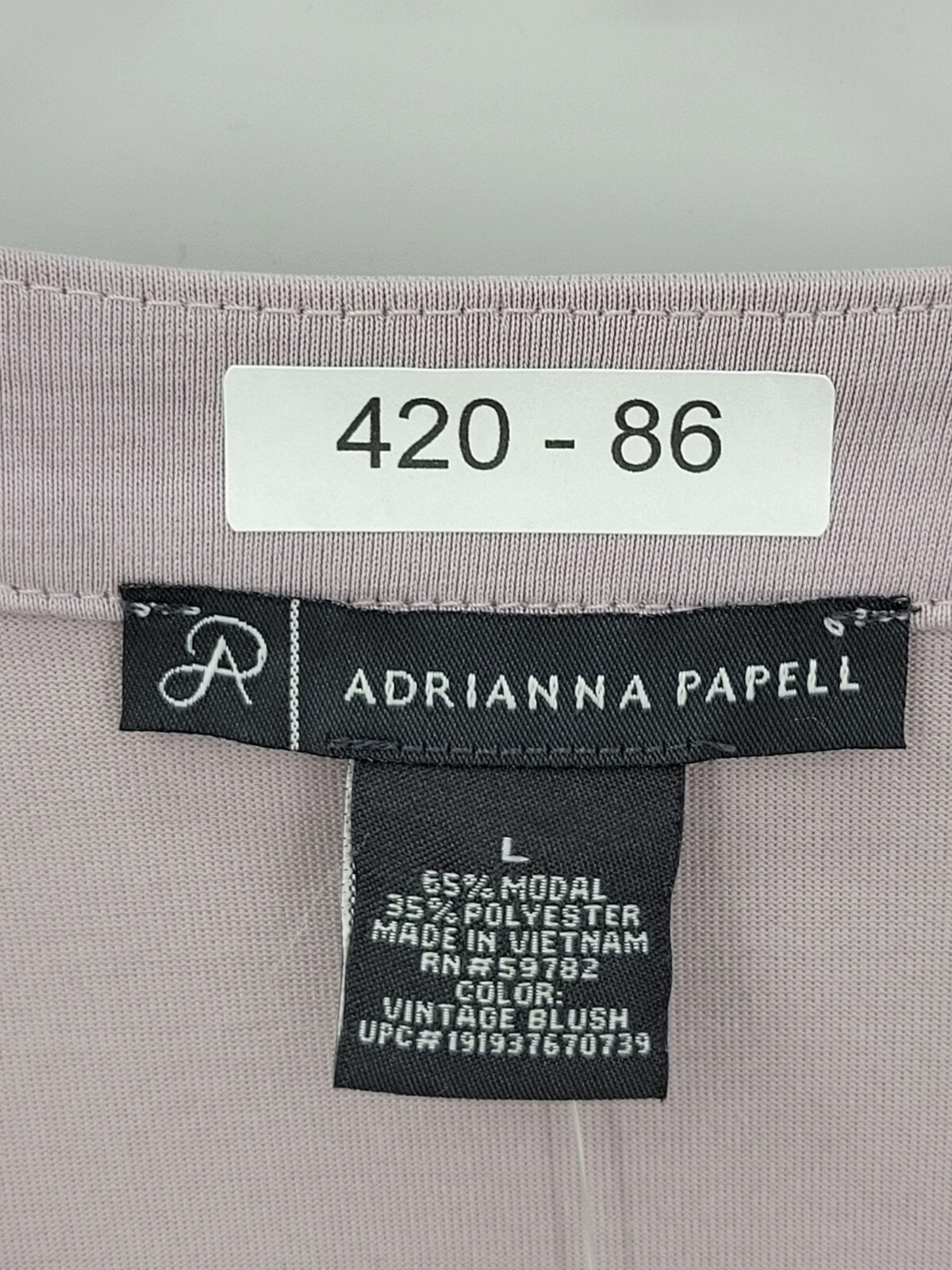 Adrianna Papell Top Womens Large Light Purple Sueded Tab Sleeve V Neck Pullover
