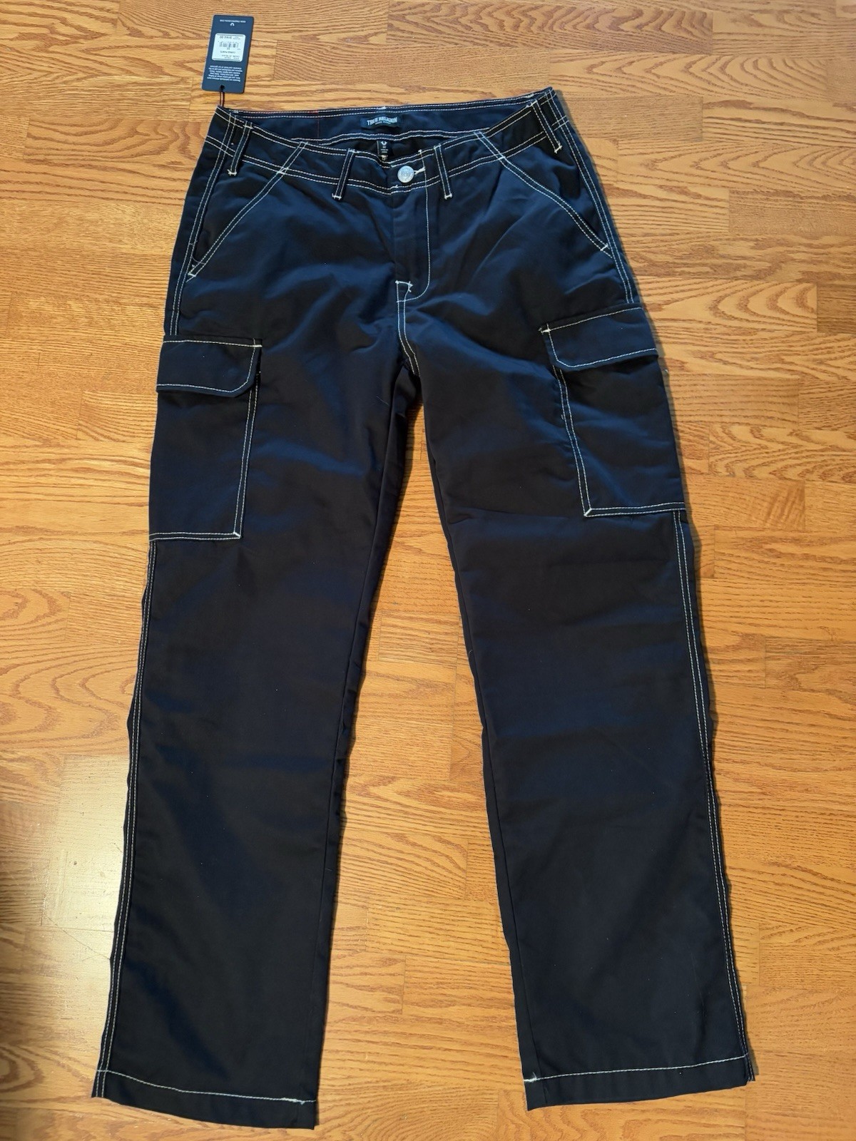 True Religion Men’s Jet Black Cargo Pants Size 32
