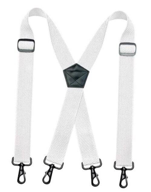 1.48″ Wide Heavy Duty Suspender with 4 Swivel Hooks for Jeans Pants White