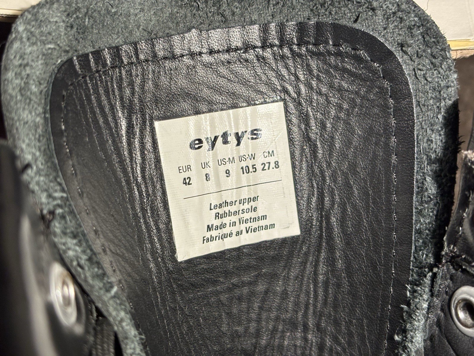 Eytys Michigan Boots Black Leather Men’s Size EU 42 US 9