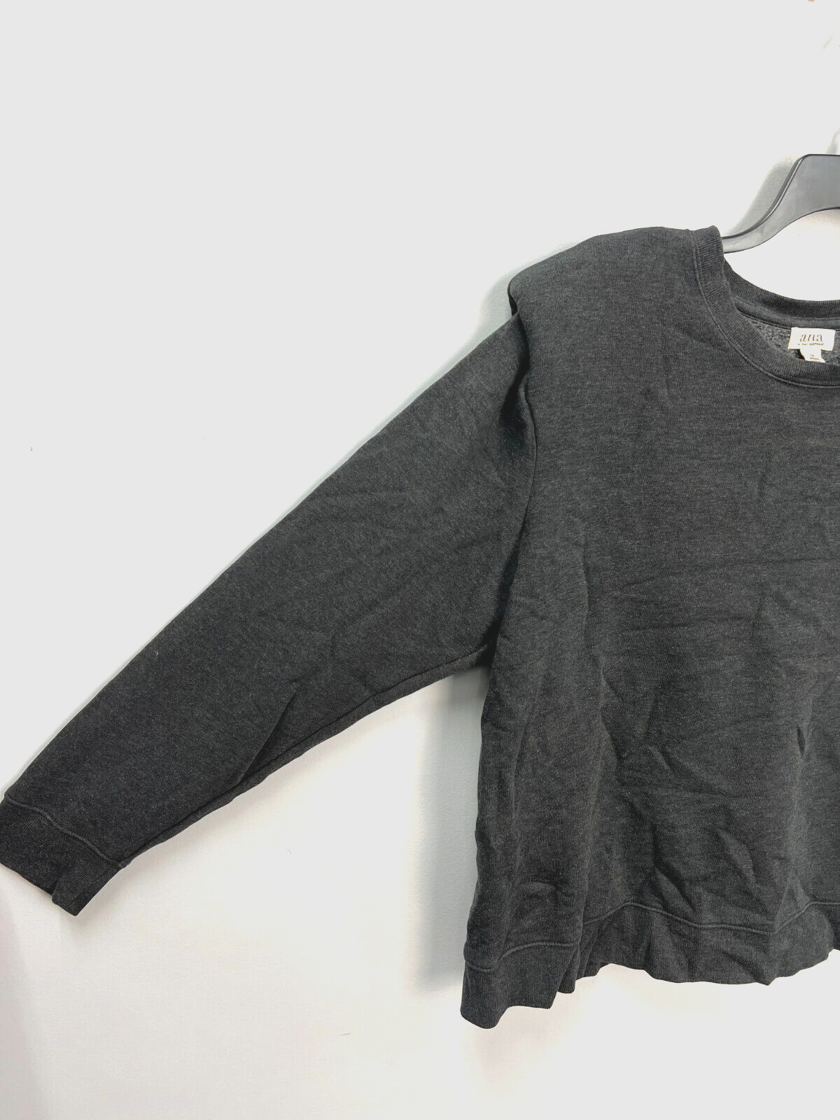 A.N.A Gray Long Sleeve Padded Shoulder Sweatshirt Women’s Sz 1X