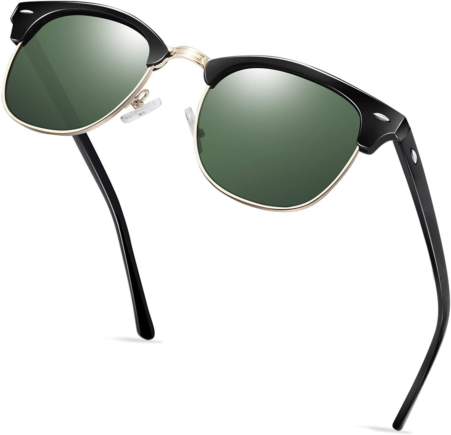 Retro Vintage Polarized Sunglasses Mens UV400 Half Metal Frame Club Sunglasses