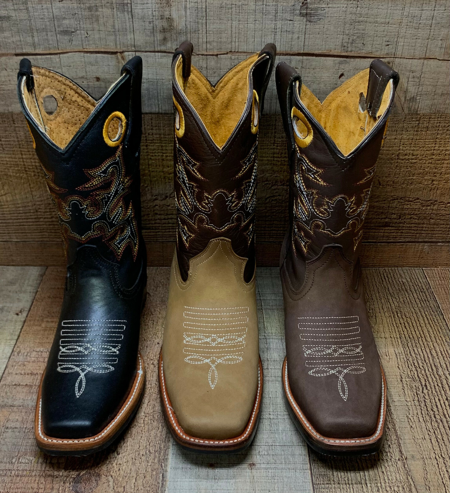 Women’s Western Rodeo Cowgirl Boots Genuine Leather Square Toe Botas Vaqueras