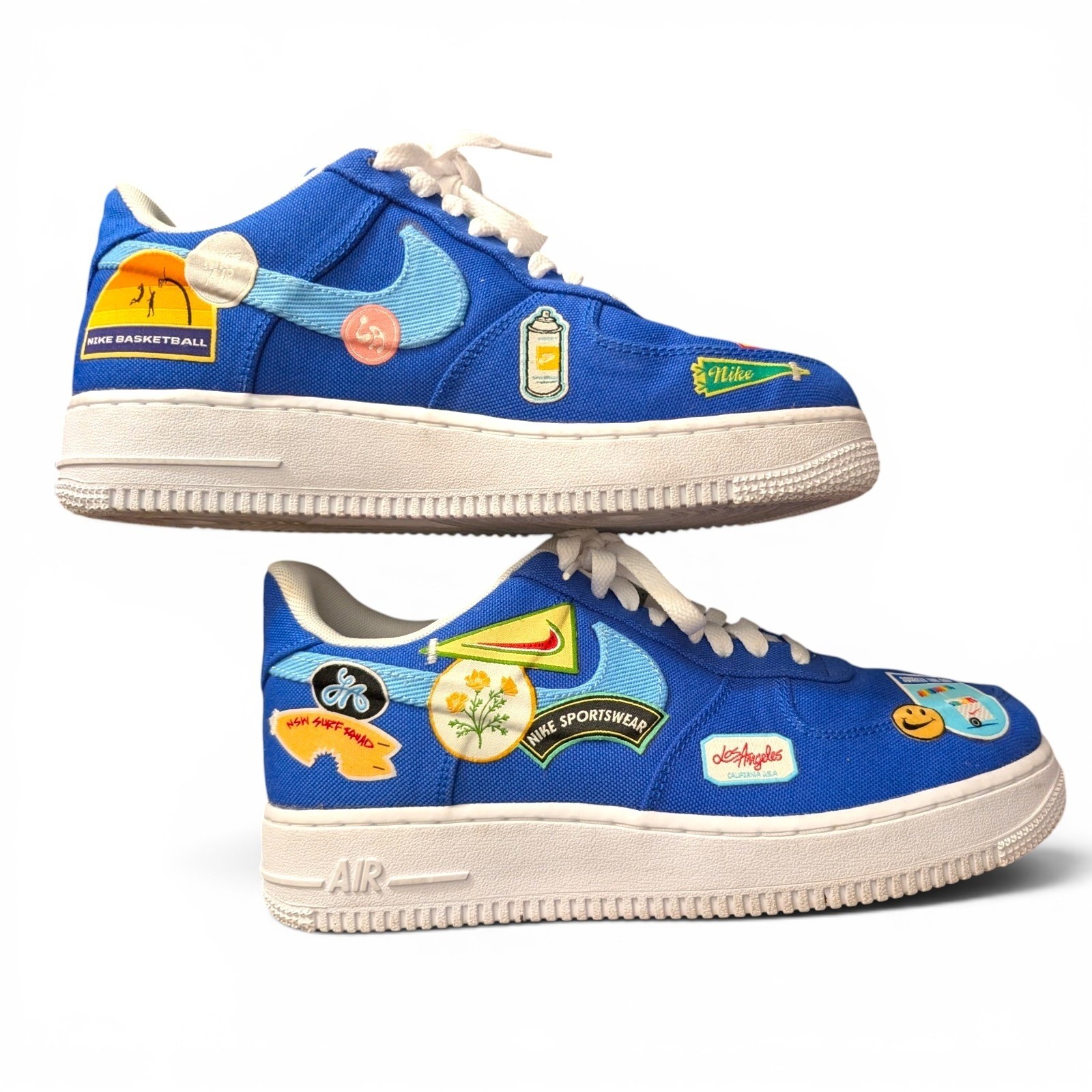Nike Air Force 1 ’07 PRM Los Angeles Patched Up DX2306-400 Racer Blue Womens 9.5