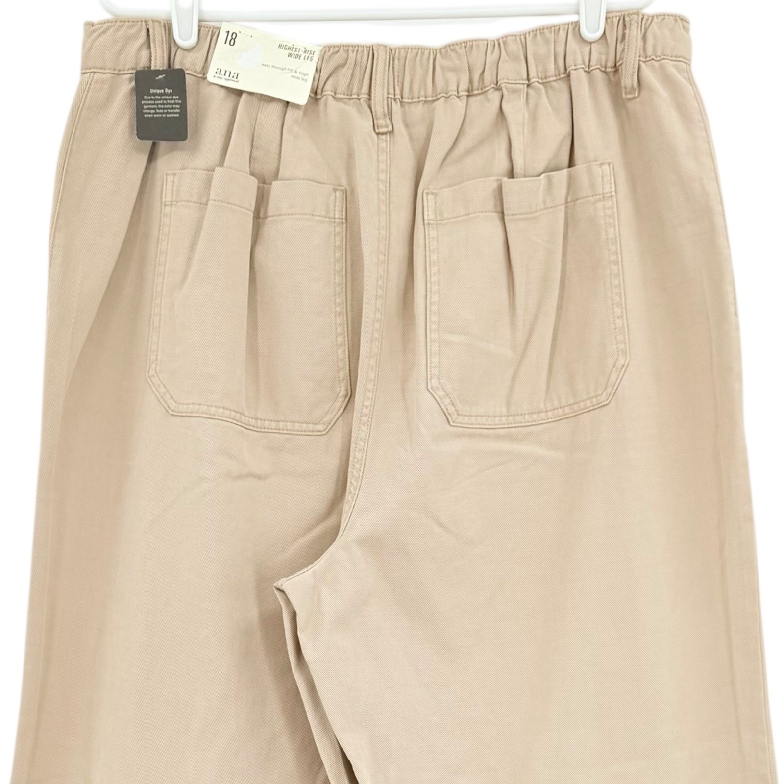 a.n.a Women’s Brown High Rise Wide-Leg Pants Size 18 Zip/Elastic Back Waist NWT