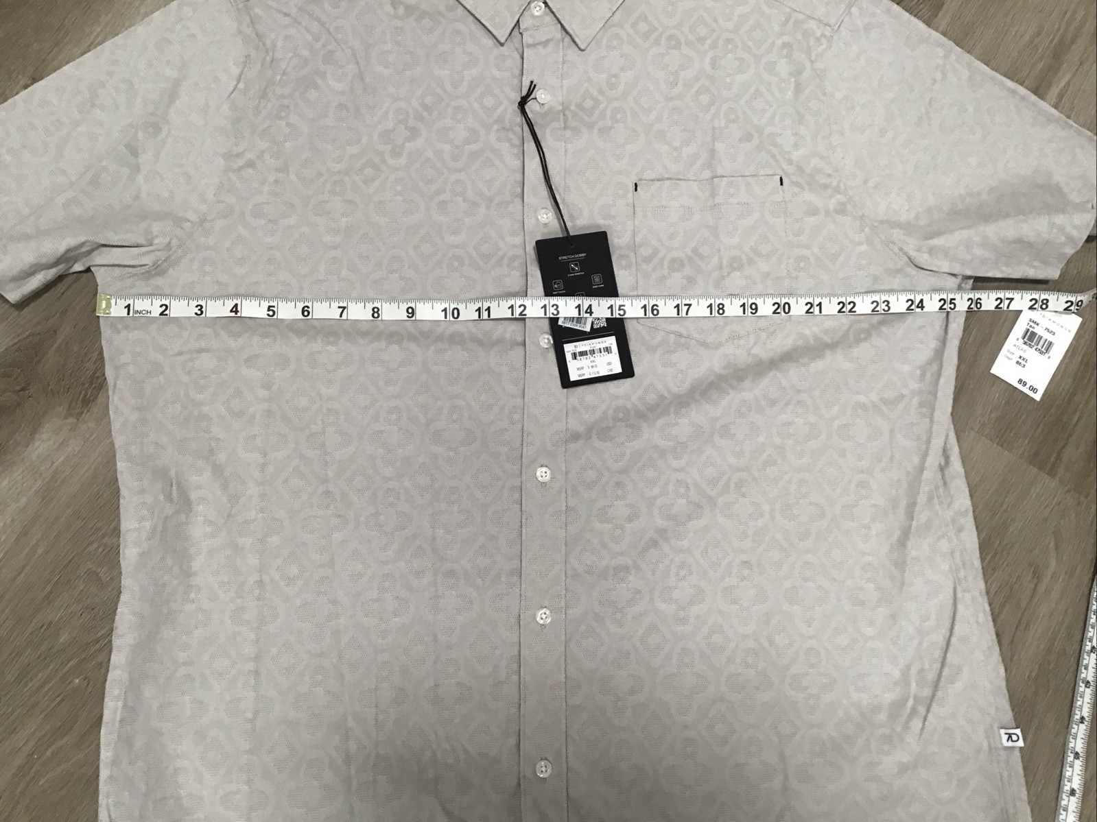 NWT 7D 7 Diamonds Atlas Tan Stretch Mens Shirt Size XXL Short Sleeve Button NEW