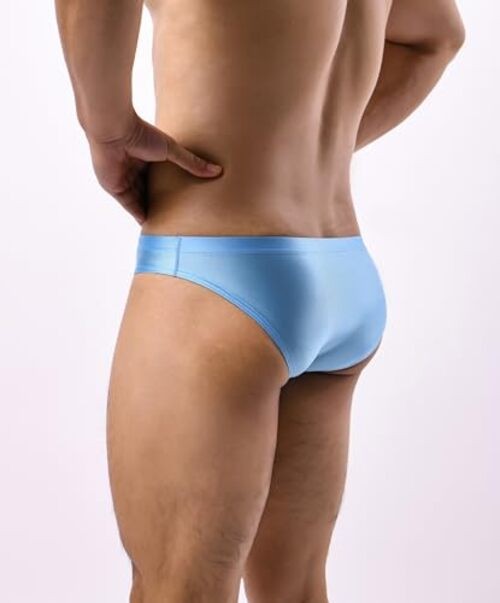 Men’s Ice Silk Triangle Bikini Low Rise Briefs Soft X-Large 1-pack Sky Blue