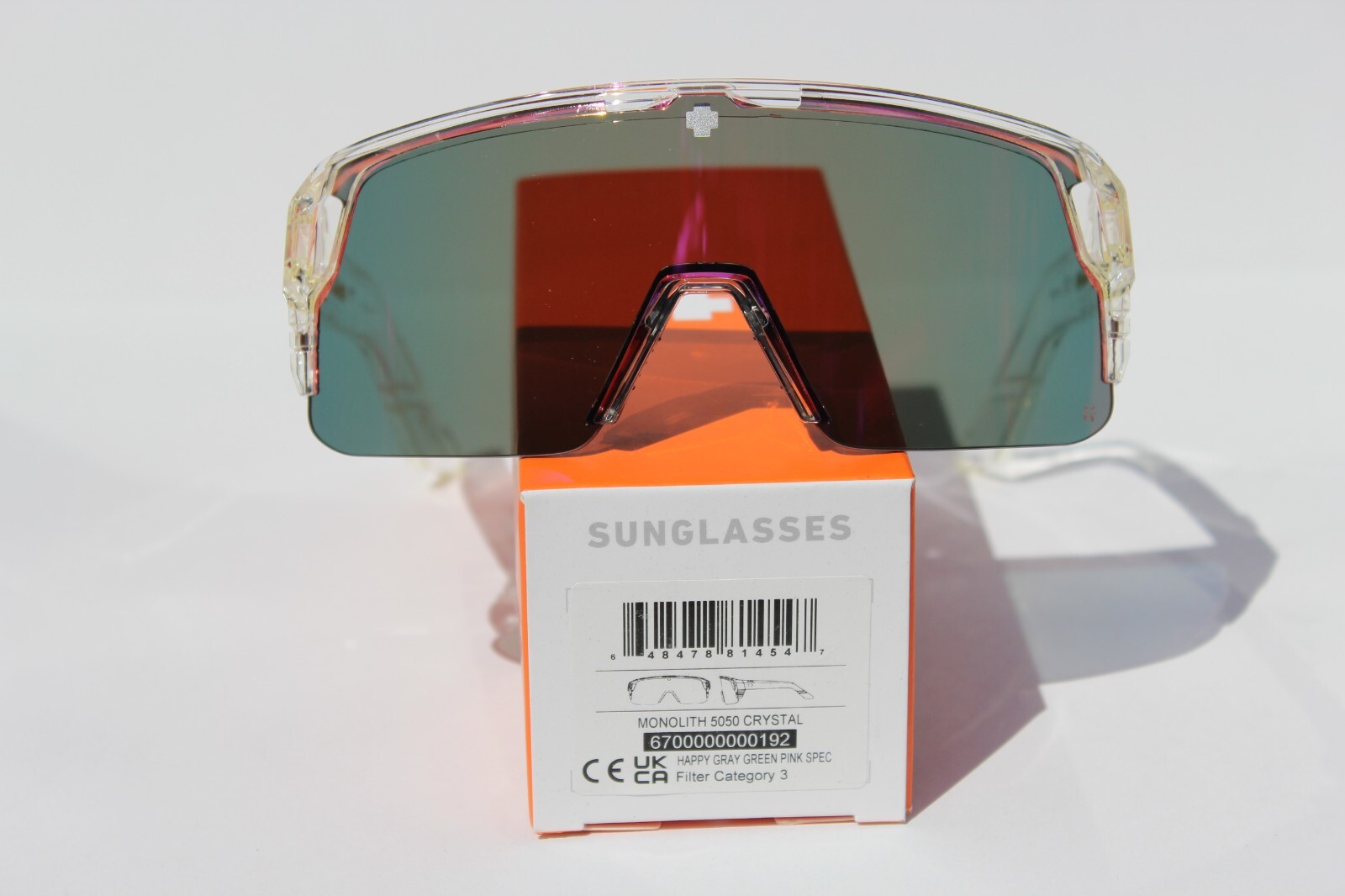 SPY OPTICS Monolith 5050 Sunglasses Crystal/Happy Gray Green Pink Spectra NEW
