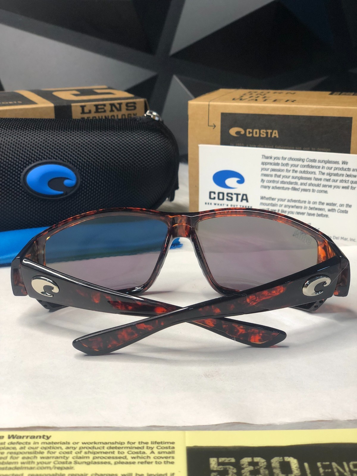 NWB Costa Del Mar Fantail Sunglasses Tortoise Blue Mirror Polarized 580P UV