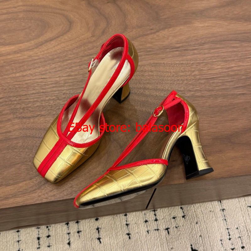 2026 Summer French Retro Square Hollow High-Heeled Shoes Horseshoe Sandals