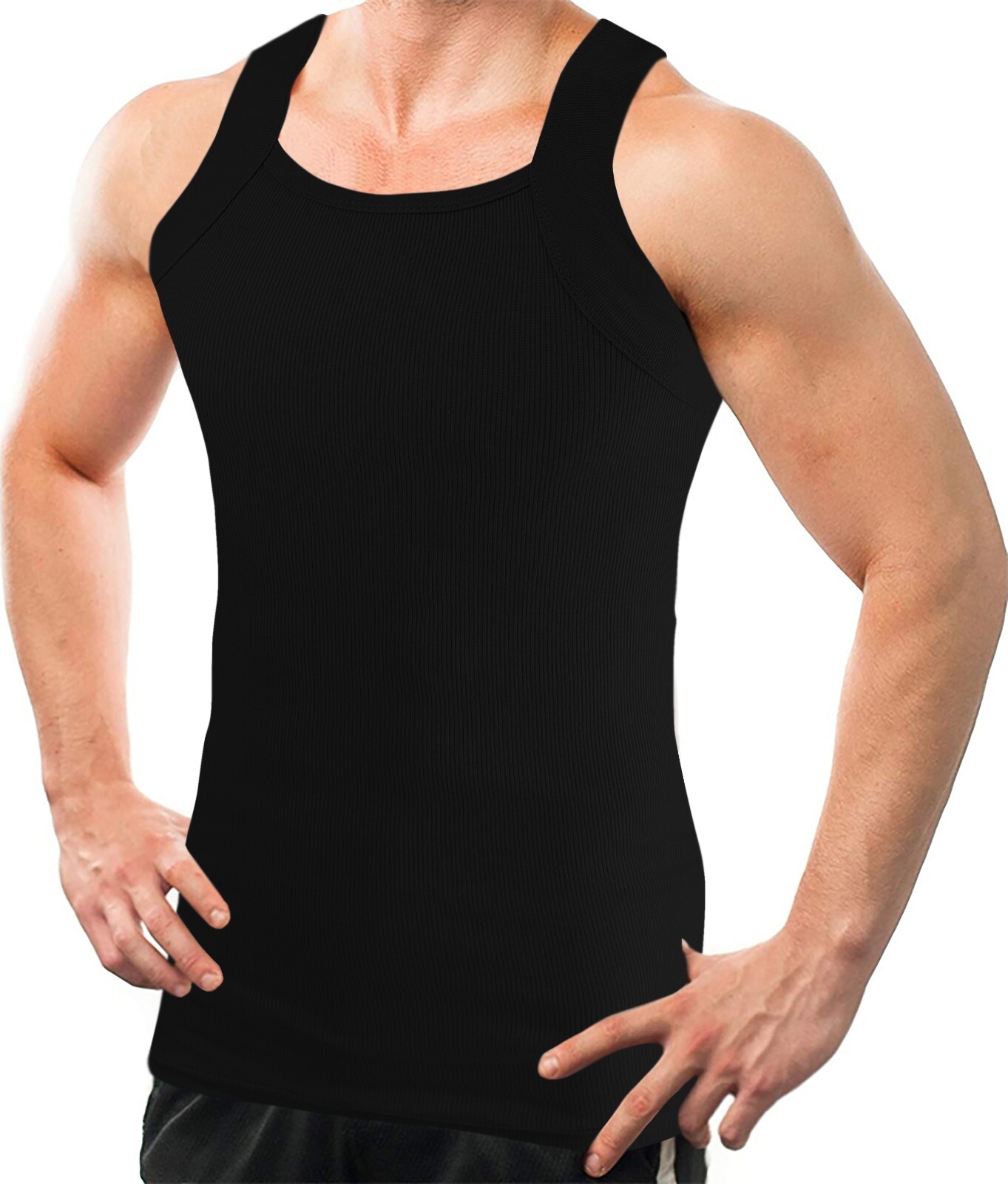 Square Cut G-unit Tank Top (1 Pack) | Muscle Rib Basic Color A-Shirts | Men’s