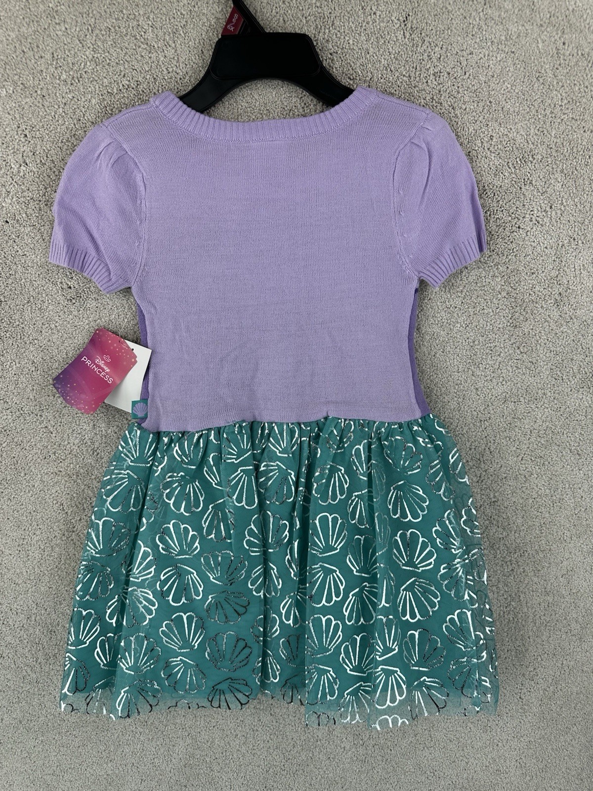 Disney Princess Ariel Light Purple Green Short Sleeve Tulle Dress Kids S (6/6X)