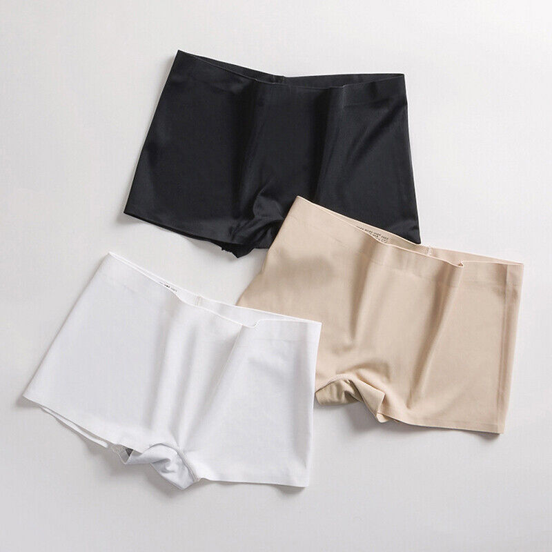3 or 5 Pack Seamless Ice Silky Boxer Shorts Panties Womens Boy Shorts Underwear