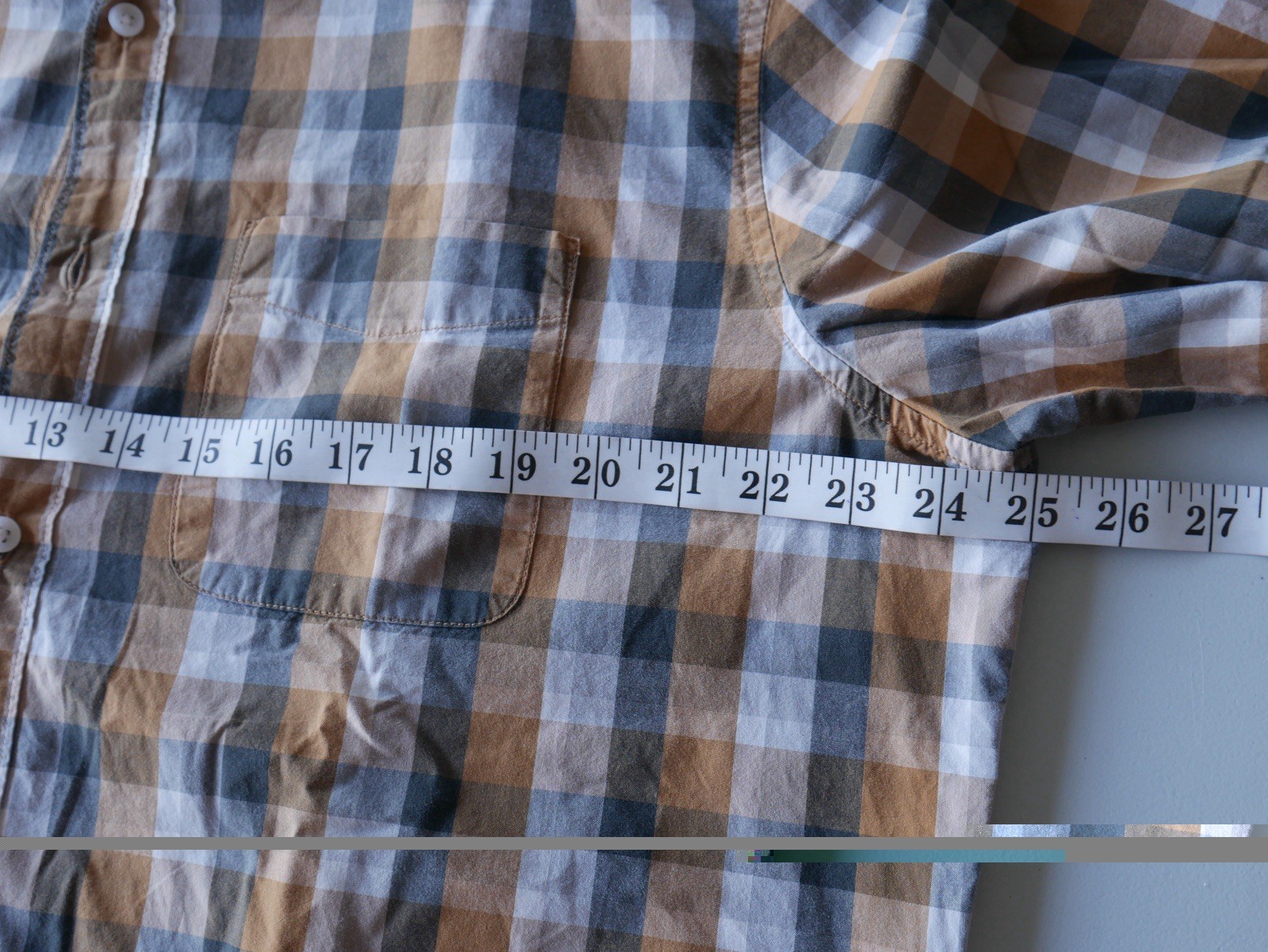 American Eagle Men’s XL Shirt Button Down Plaid Long Sleeve Brown White Cotton