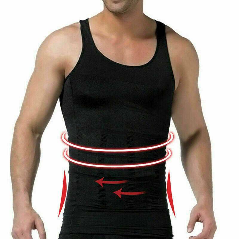 Men Slimming Body Shaper Posture Corrector Vest Abdomen Compression Tops T-Shirt