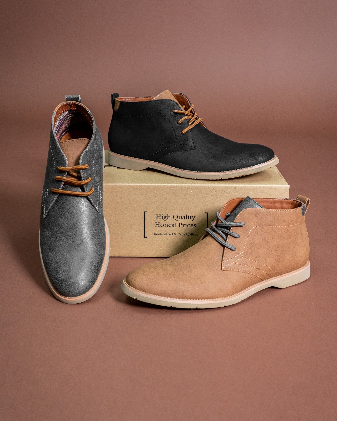 Ferro Aldo Men’s Leather Chukka Lace Up Casual Mid-top Business Dressing Boots