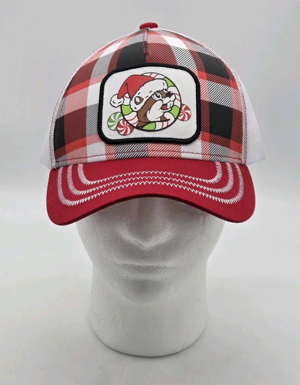Buc-ee’s Beaver Christmas Holiday Plaid Trucker Hat Snapback Cap Unisex